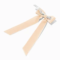 Taupe Velvet Long Tail Hair Bow Clip