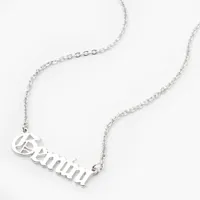 Silver Gothic Zodiac Pendant Necklace - Gemini