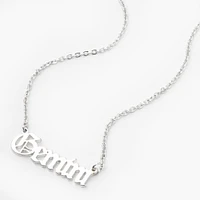 Silver Gothic Zodiac Pendant Necklace - Gemini