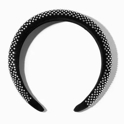 Embellished Puffy Headband - Silver/Black