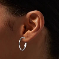 Silver-tone Stainless Steel 20MM Hoop Earrings