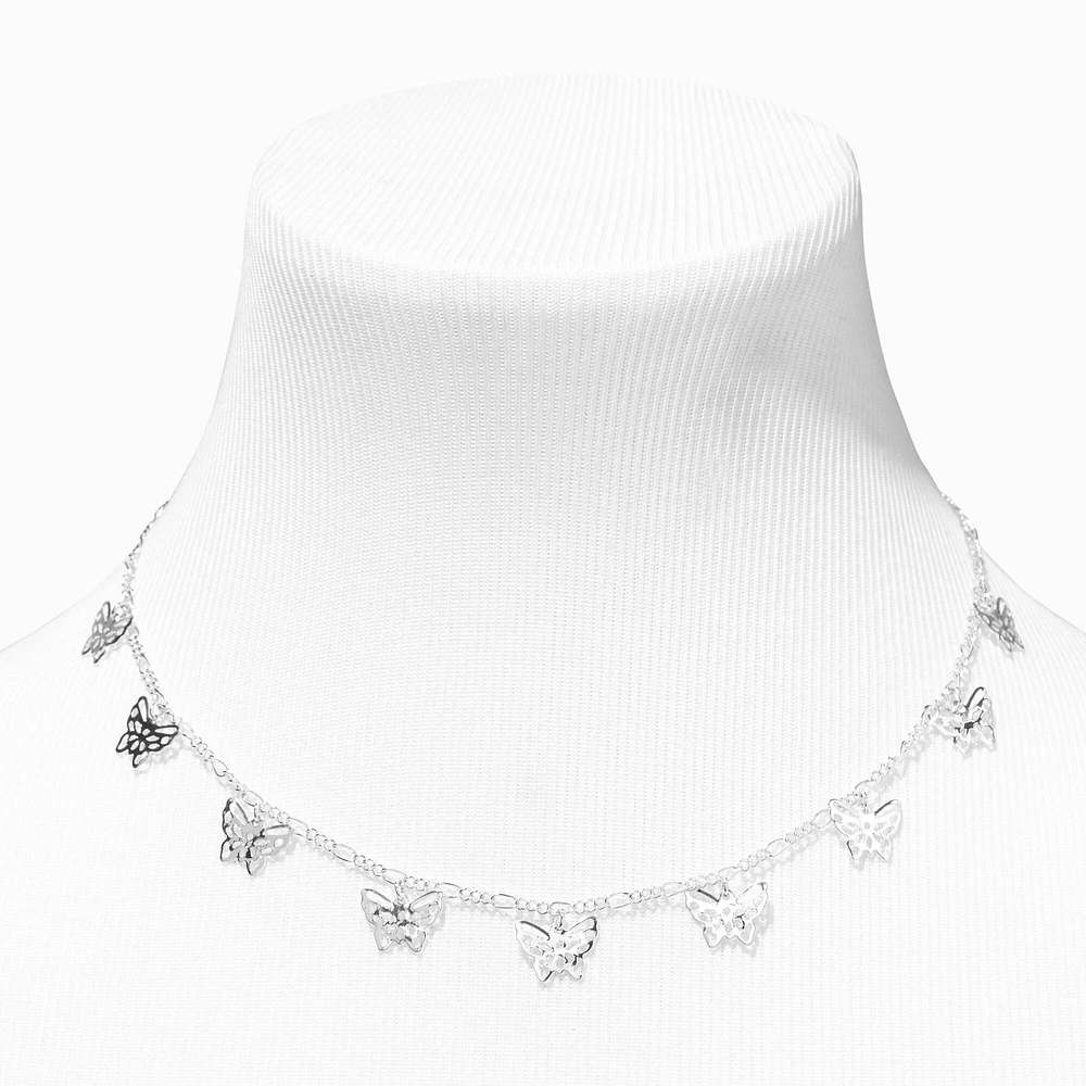 Silver Filigree Butterfly Charm Necklace