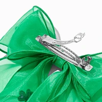 St. Patrick's Day Large Green Chiffon Hair Bow Clip