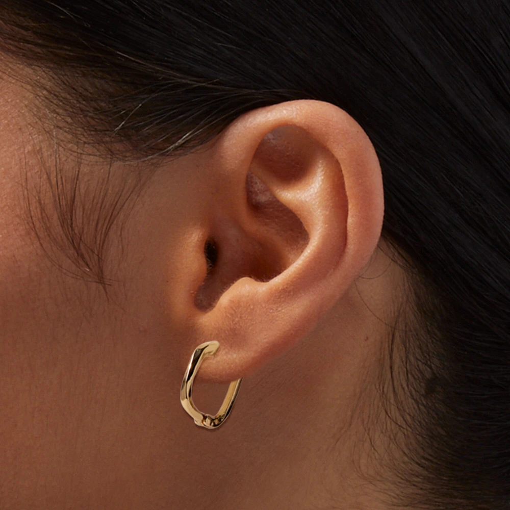 Gold Molten 15MM Huggie Hoop Earrings
