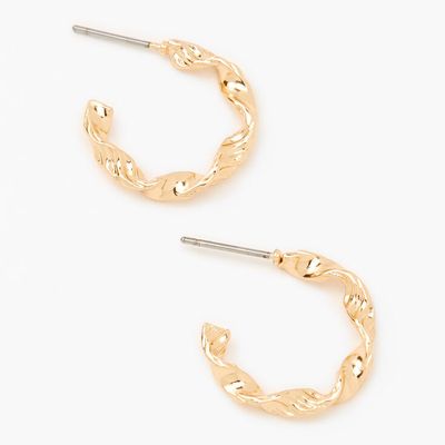 Gold 20MM Twisted Hoop Earrings