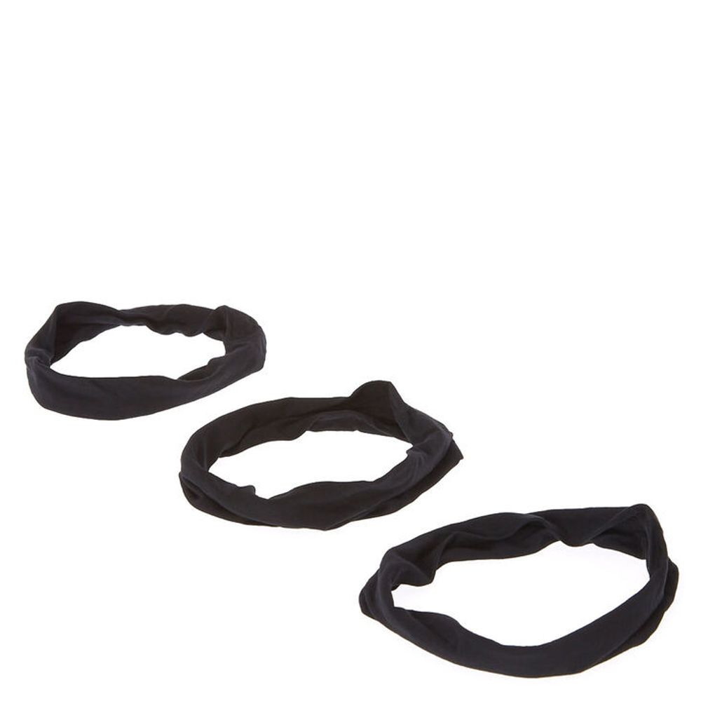Black Solid Headwraps - 3 Pack