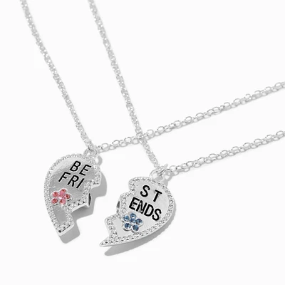 Best Friends Silver-tone Split Heart Pendant Necklaces - 2 Pack