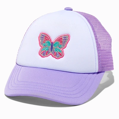 Claire's Club Butterfly Purple Trucker Hat