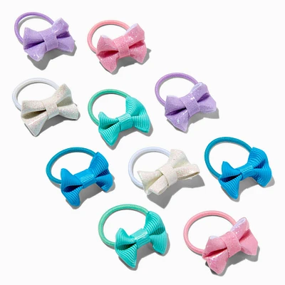 Claire's Club Mermaid Glitter Bow Hair Ties - 10 Pack