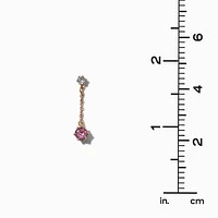 Pink Cubic Zirconia Gold-tone Chain Linear Drop Earrings