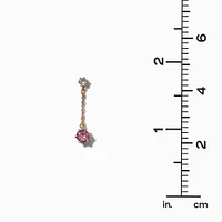 Pink Cubic Zirconia Gold-tone Chain Linear Drop Earrings