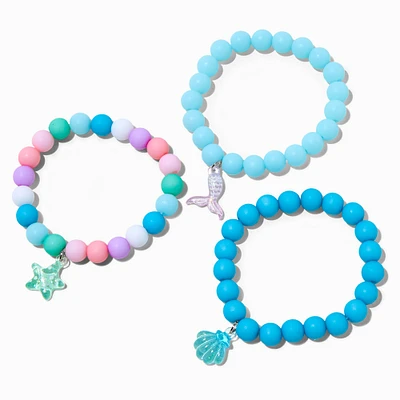 Claire's Club Mermaid Matte Beaded Stretch Bracelet Set - 3 Pack