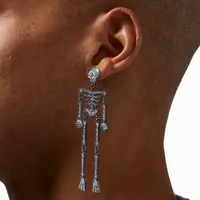 Glittery Jointed Skeleton 4" Drop Earrings