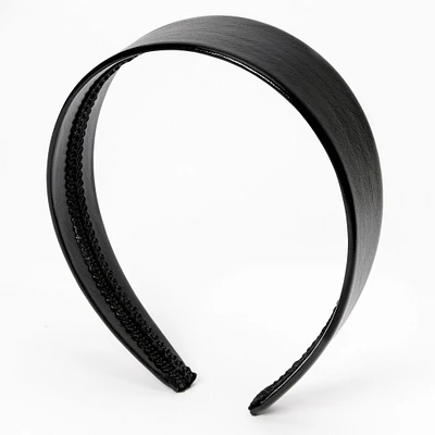 Black Faux Leather Wide Headband