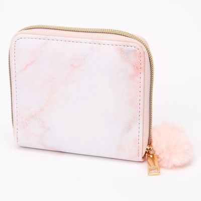 Claire's Butterfly Charm Faux Patent Leather Wallet & Chain | Pink