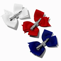 Red, White, & Blue Gemstone Hair Bow Clips - 3 Pack