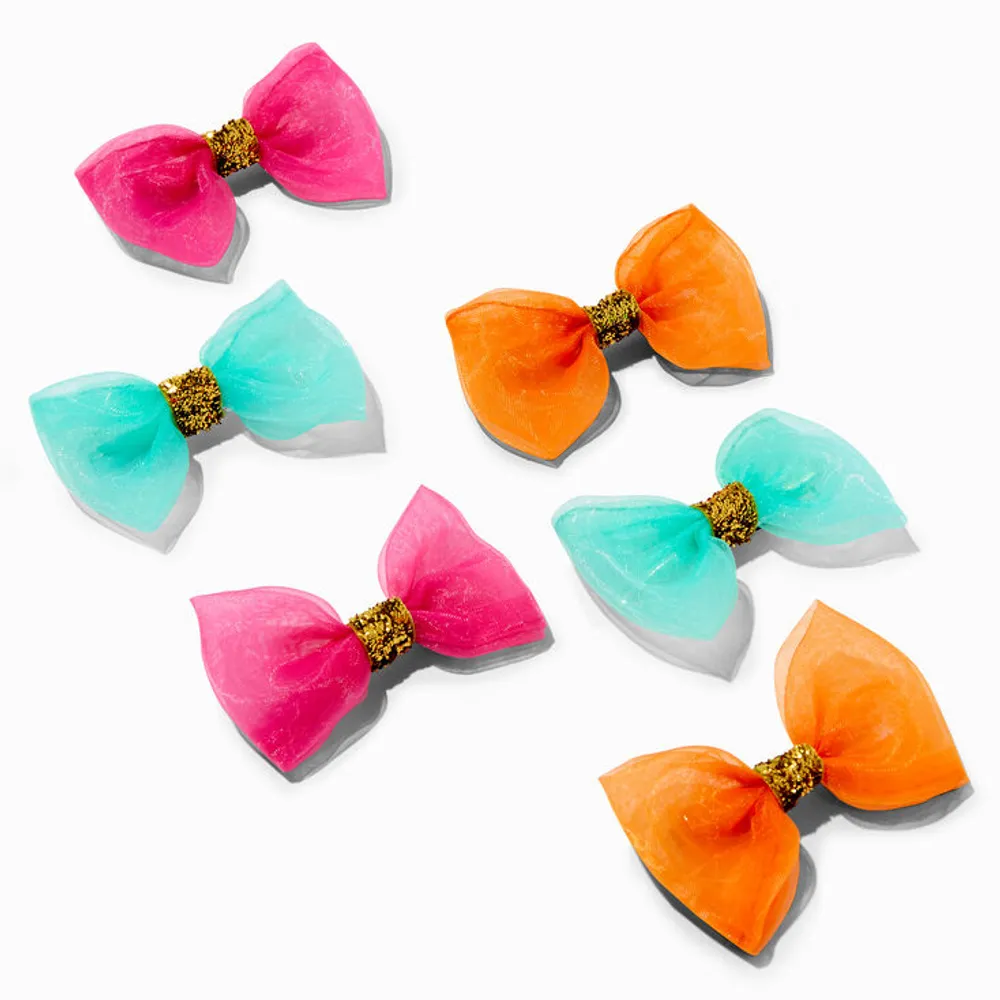 Claire's Club Chiffon Hair Bow Clips - 6 Pack