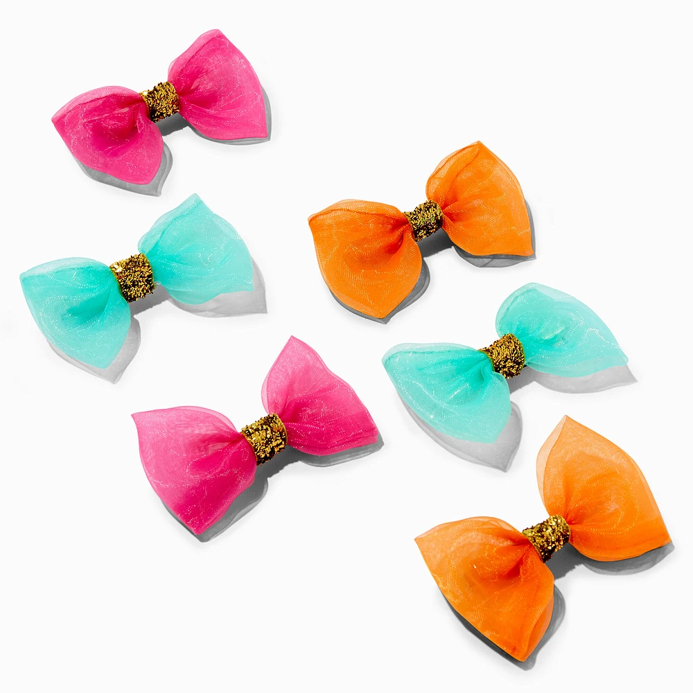 Claire's Club Chiffon Hair Bow Clips - 6 Pack