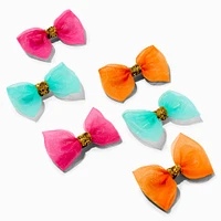 Claire's Club Neon Chiffon Hair Bow Clips - 6 Pack