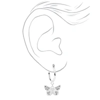 Silver 10MM Filigree Butterfly Hoop Earrings