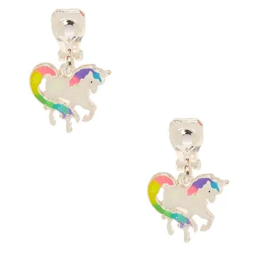 Iridescent Rainbow Unicorn Clip on Earrings