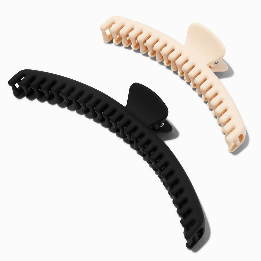 Matte Black & Ivory Athletic Hair Claws - 2 Pack