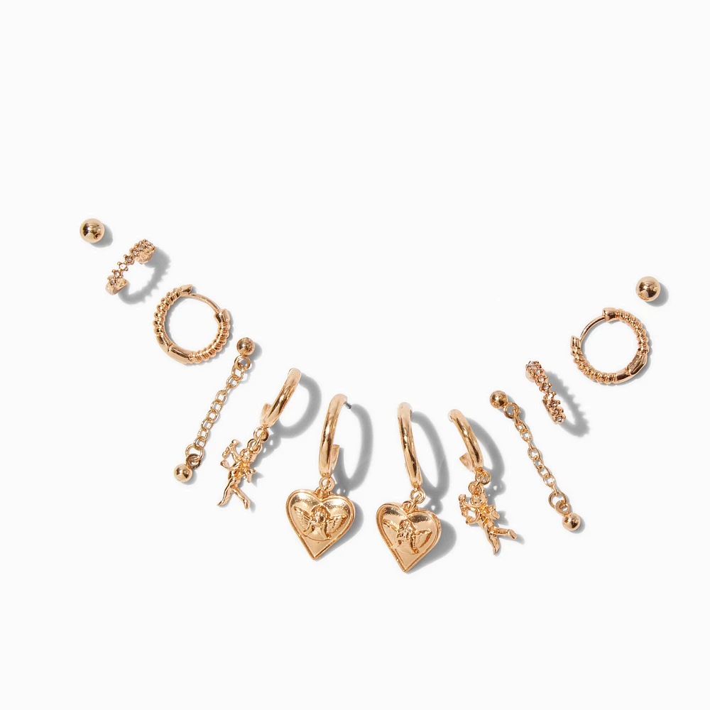 Gold-tone Cupid's Choice Earring Stackables Set - 6 Pack