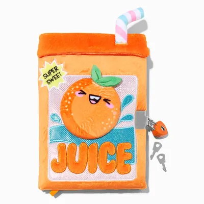 Orange Juice Box Plush Lock Diary