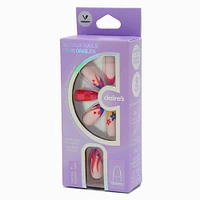 Red Check & Floral Icon Stiletto Vegan Faux Nail Set - 24 Pack