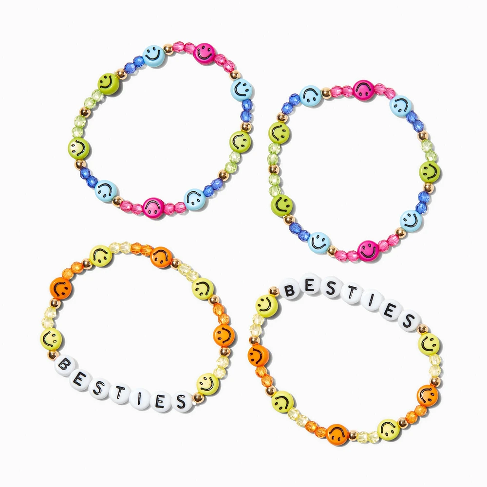 Best Friends Happy Face Beaded Stretch Bracelet Stack - 2 Pack