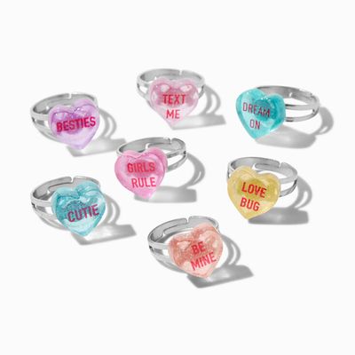 Conversation Heart Rings - 7 Pack