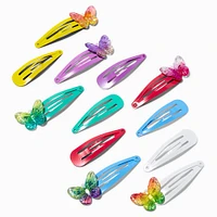 Holographic Rainbow Butterfly Snap Hair Clips - 12 Pack