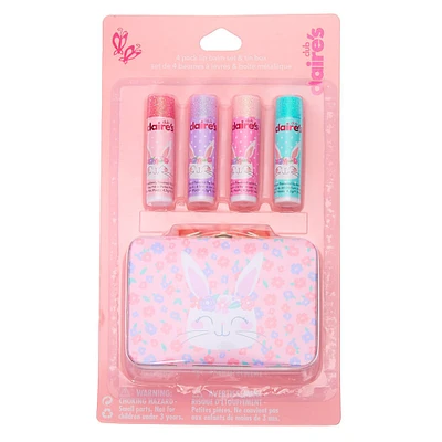 Claire's Club Claire the Bunny Lip Balm Set & Tin Box - 4 Pack