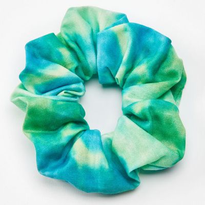 Medium Blue & Green Tie Dye Hair Scrunchie