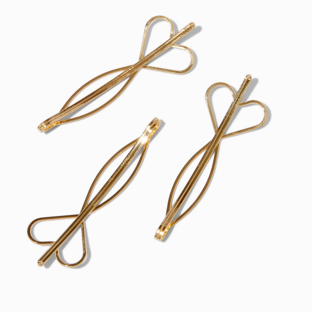 Gold-tone Open Heart Hair Pins - 3 Pack