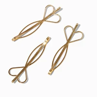 Gold-tone Open Heart Hair Pins - 3 Pack