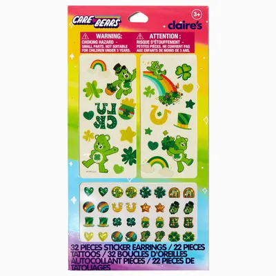 Care Bears™ St. Patrick's Day Stick On Earrings & Tattoos Set