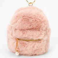 Blush Pink Fuzzy Mini Backpack Keychain