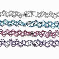 Metallic Tattoo Choker Necklaces - 4 Pack