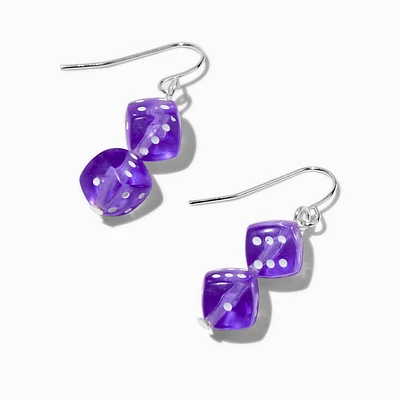 Purple Stacked Dice 1'' Drop Earrings
