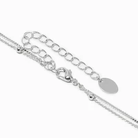 Silver-tone Cubic Zirconia Confetti Multi-Strand Y-Neck Necklace