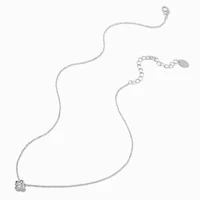 Silver-tone Textured Clover Pendant Necklace