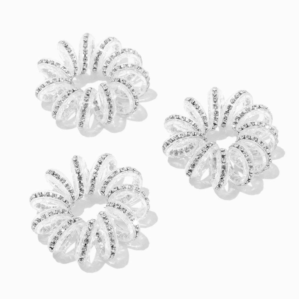 Sparkly Diamond Spiral Hair Ties - 3 Pack