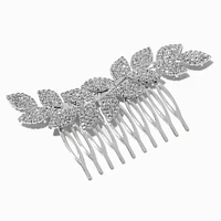 Silver-tone Pave Rhinestone Leaf Hair Comb