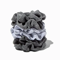 Gray Tonal Heathered Ribbed Hair Scrunchies - 6 Pack