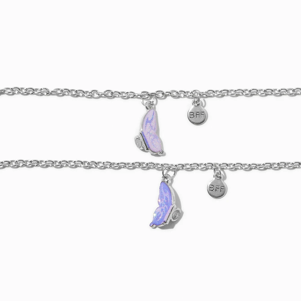 Best Friends Silver-tone Split Butterfly Charm Bracelets - 2 Pack