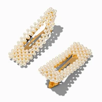 Gold-tone Pearl Snap Hair Clips - 2 Pack