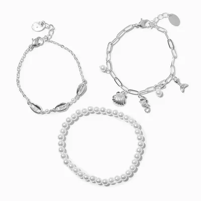 Claire's Club Silver Sea Critter Chain Bracelets - 3 Pack