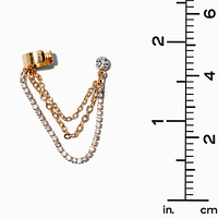 Gold-tone Crystal Swag Cuff Connector Earrings