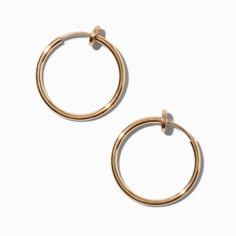 Gold-tone 20mm Clip-On Hoop Earrings